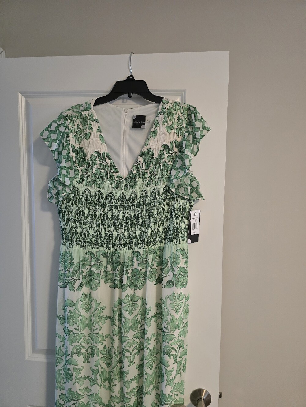 Kohl's Green and White Floral Smocked Maxi Dress